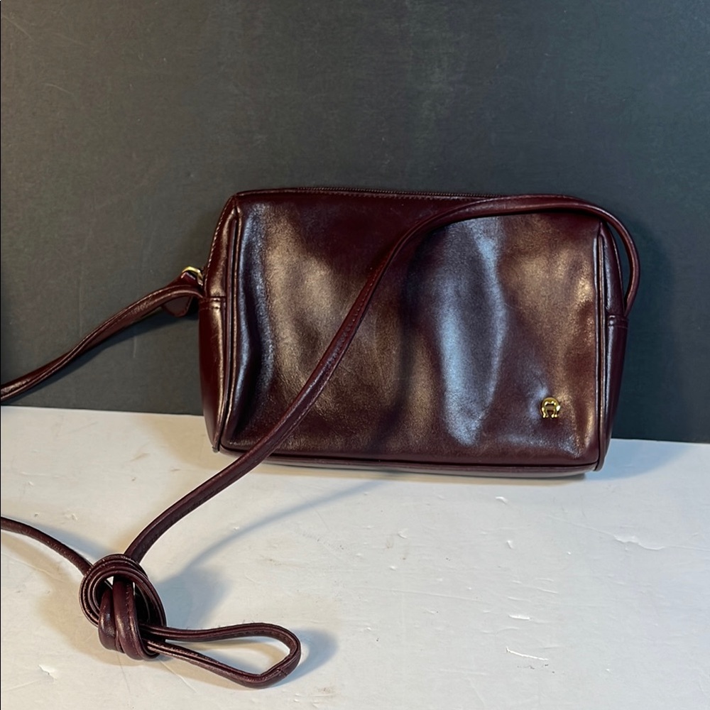 Étienne Aigner Maroon Leather 8.5” Crossbody Bag